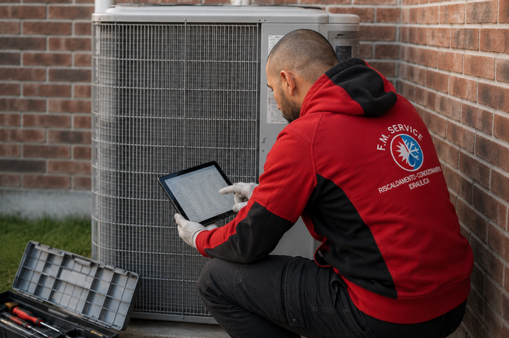 Tecnico FM Service durante installazione split