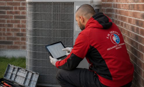Tecnico FM Service durante installazione split